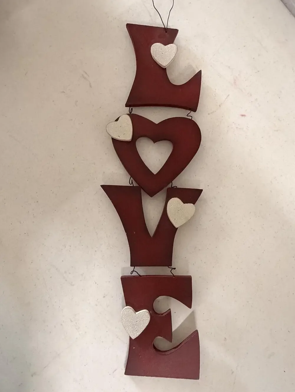 Decorative Hanging LOVE Sign with Heart Accents